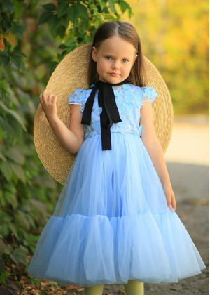 Cap Sleeves Floral Lace Tulle Flower Girl Dress